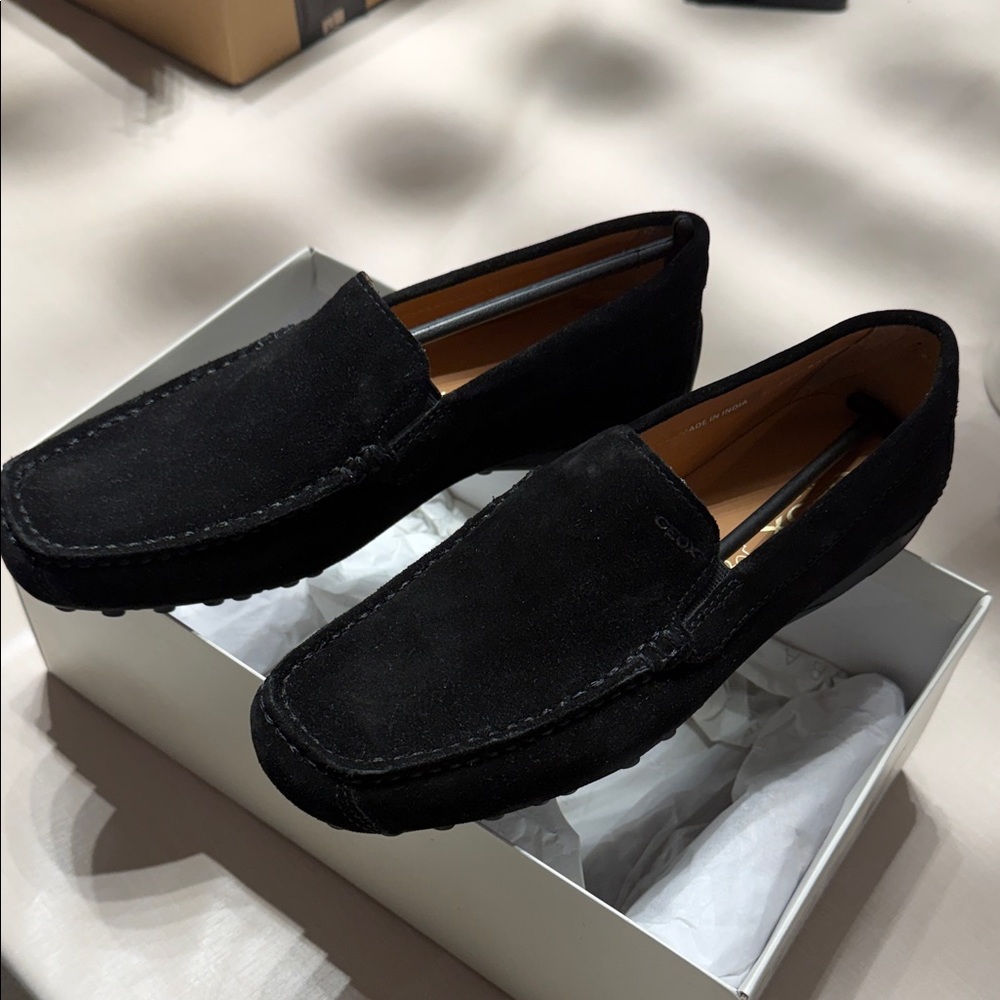 Geox Men's Classic Black Suede Slip-Ons